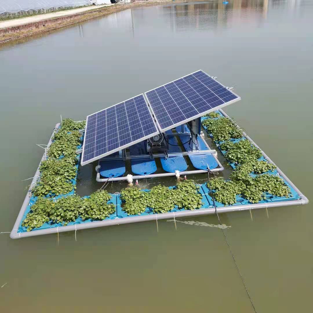 A aeração solar de lagoas sem baterias é adequada para criação de peixes em lagoas e tratamento de rios
