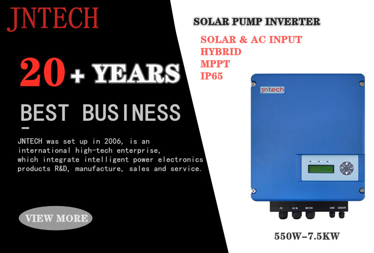 Inversor de bomba de água solar JNTECH trifásico (0,55-7,5 kW) híbrido para sistema de bombeamento